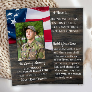 Militärt memorial Fallen Soldier Prayer-kort Visitkort