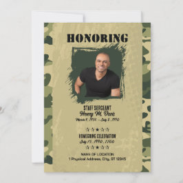 Militärt minnesprogram för foto, temerat av armén inbjudningar