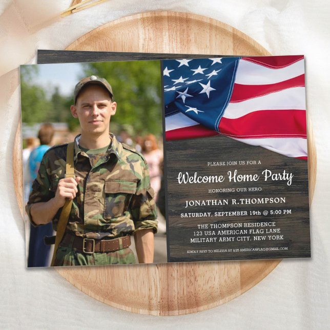 Militärt välkomsthem, Party, Amerikanska Flagga Inbjudningar (Skapare uppladdad)