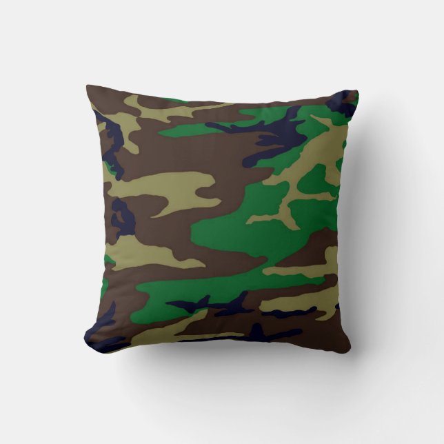 Militärt Woodland Camo Pillow Kudde (Framsida)