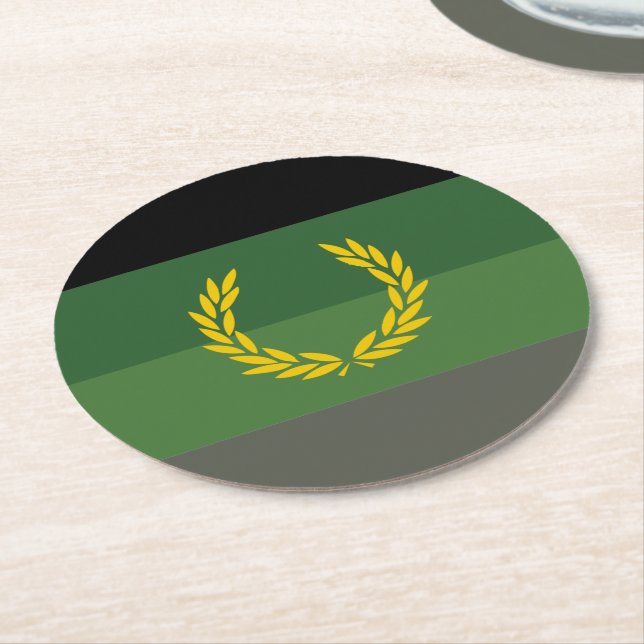 Militäruniforms stolthetsflagga underlägg papper rund (Vinklad)