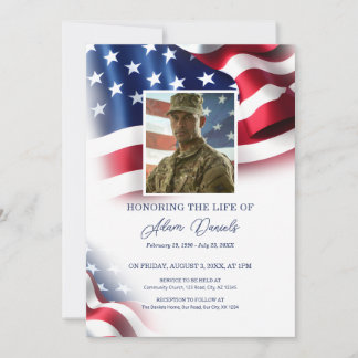 Militärveteran firande av liv, USA-flagga Inbjudningar