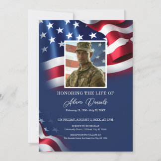 Militärveteran firande av liv, USA-flagga Inbjudningar