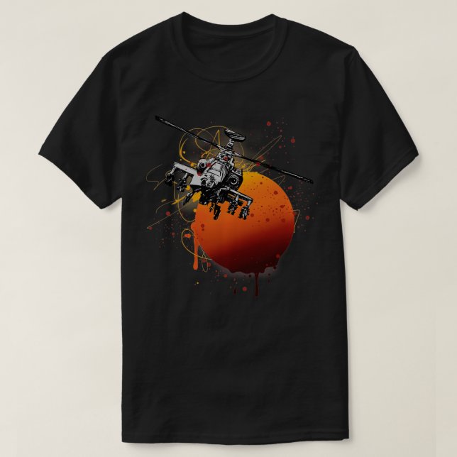 Military Aircraft AH64 Apache Helicopter Aviator g T Shirt (Design framsida)