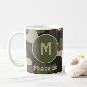 Military Camouflage Green Brown Pattern Monogram Kaffemugg