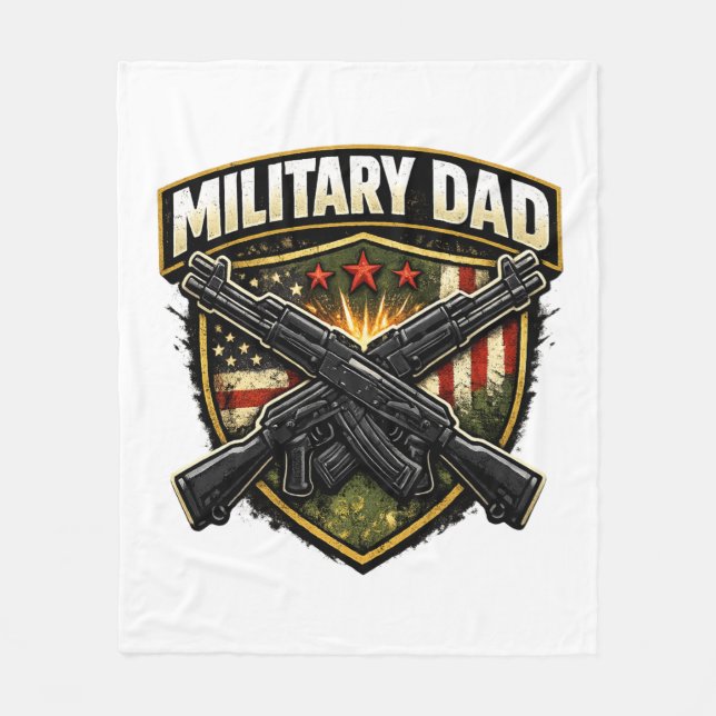 Military dad design with crossed rifles. fleecefilt (Framsidan)
