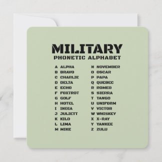 Military Phonetic Alphabet Alpha Zulu Inbjudningar