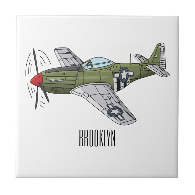 Military plane cartoon illustration kakelplatta (Framsidan)