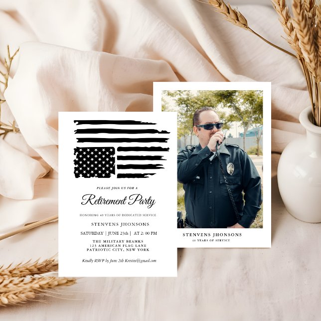 Military Retirement Custom Photo American Flag Inbjudningar (Skapare uppladdad)