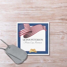 Military Retirement Flag Gold Crest Elegant Pappersservett