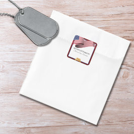 Military Retirement Flag Gold Crest Fyrkantigt Klistermärke