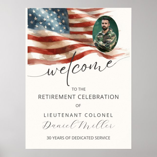 Military Retirement Welcome Poster with Photo (Framsidan)