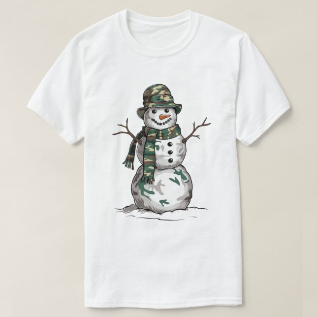 Military Snowman  T Shirt (Design framsida)