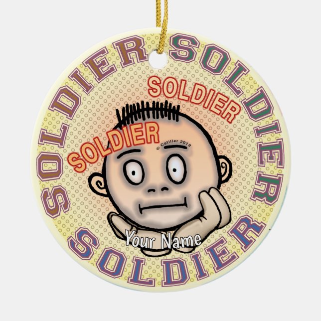 Military Soldier Julgransprydnad Keramik (Framsidan)