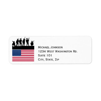 Military Soldiers Patriotic USA American Flag Army Returadress Etikett