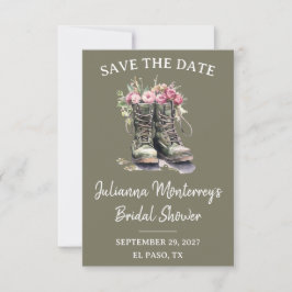 Military Themed Save the Date, Boots, Floral, Army Inbjudningar