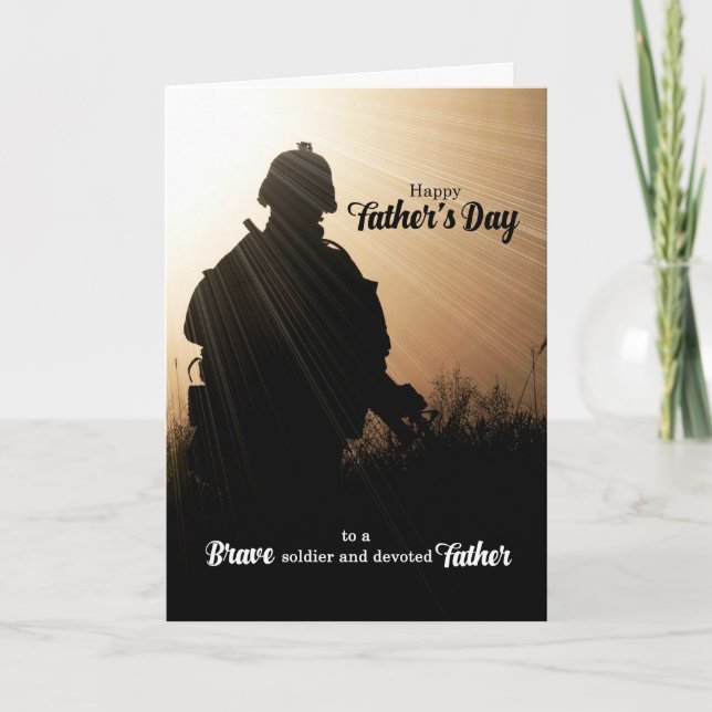 Military Themed Soldier Silhouette Father's Day Helgkort (Framsida)