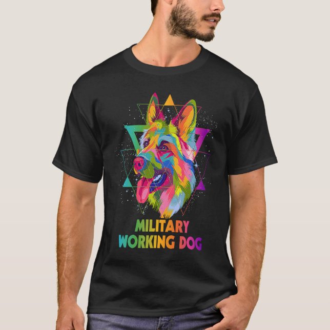 Military Working Dog German Shepherd  Shepard Humo T Shirt (Framsida)