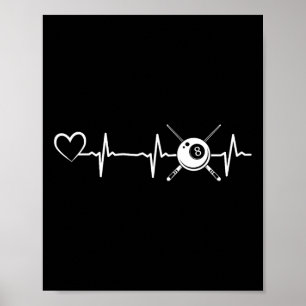 Miljarder 8-boll Bassäng miljardhjärtslag Heartsla Poster