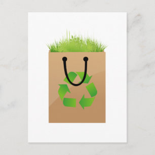 Miljöbrunt shopping bag-gräs, återvinna.png vykort