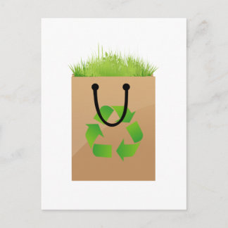 Miljöbrunt shopping bag-gräs, återvinna.png vykort