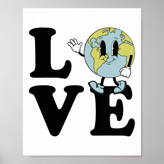 Miljödagen i Retro Groovy World Kärlek Poster (Framsidan)