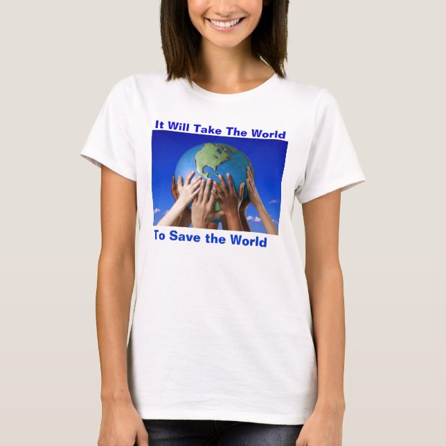 MILJÖFRÅGAT-TRÖJASPARA VÄRLDEN T SHIRT (Framsida)