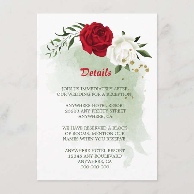 Miljöinformationskort för röd vit blommigt tilläggskort (Framsida)