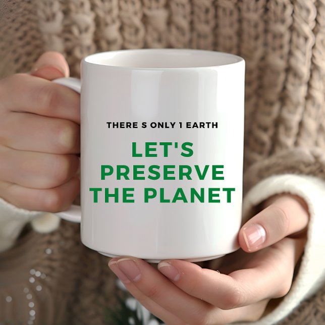 Miljömedvetandet stoppar klimatförändringen kaffemugg (Skapare uppladdad)