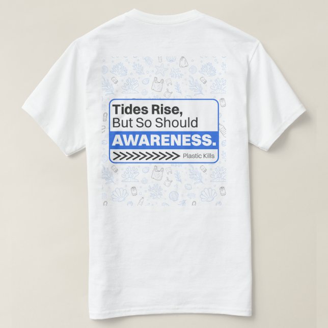 Miljömedvetenhet om havsföroreningar i plast t shirt (Design baksida)