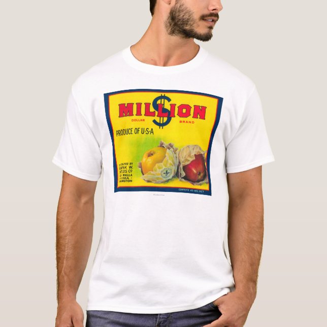 Miljon dollarApple etikett - Walla Walla, WA Tee Shirt (Framsida)