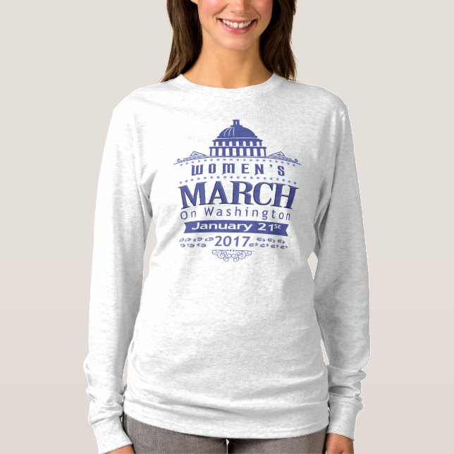 Miljon kvinna mars på Washington 2017 blåttgrå Tee Shirt (Framsida)