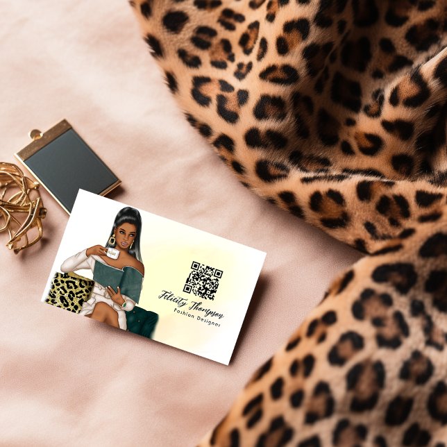 Miljonärstankar Boss Lady QR-kod Visitkort (Skapare uppladdad)