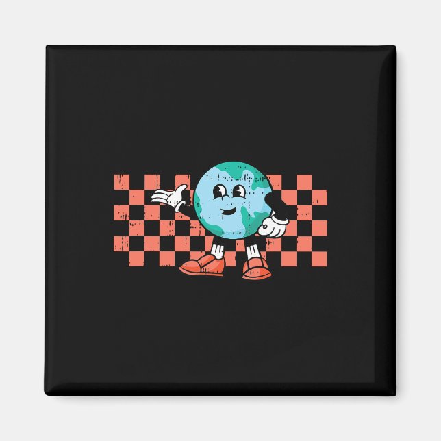 MiljöNatur för Retro Tecknad Planet Earth Day Magnet (Framsidan)