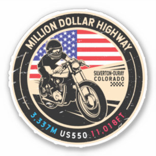 Miljondollarmotorcykel i motorväg Colorado Klistermärken