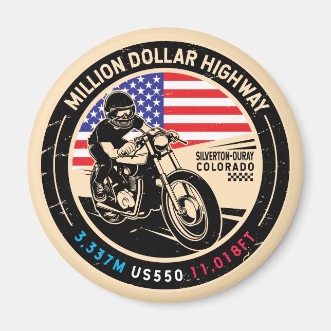 Miljondollarmotorcykel i motorväg Colorado Magnet (Framsidan)