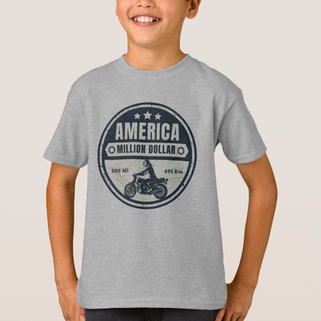 Miljondollarns motorcykel i resa t shirt (Framsida)