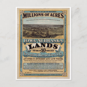 Miljoner hektar. Iowa och Nebraska 1872 Vykort