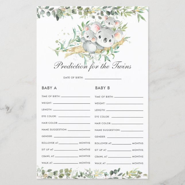 Miljöprognos för Koalas Baby för Twillingar (Framsida)