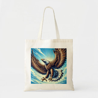 Miljösäck av bilder från starka örnar som flyger i tygkasse