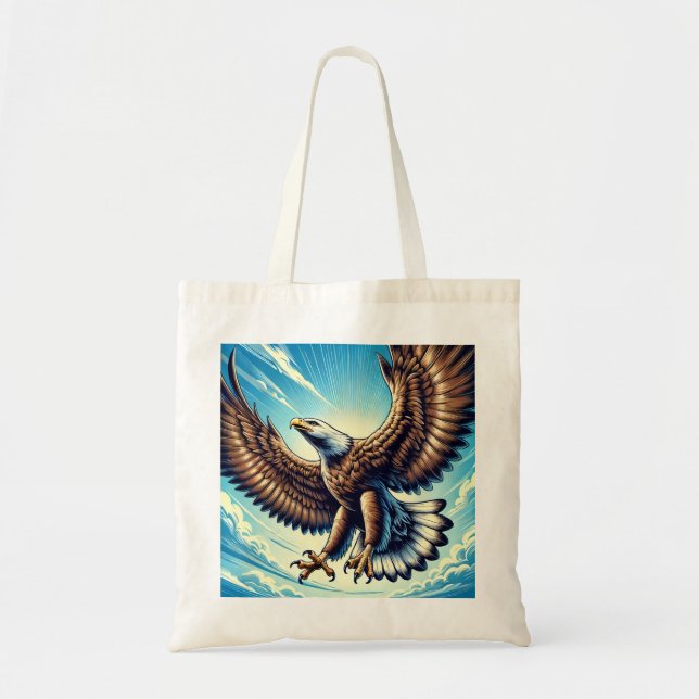 Miljösäck av bilder från starka örnar som flyger i tygkasse (Framsidan)