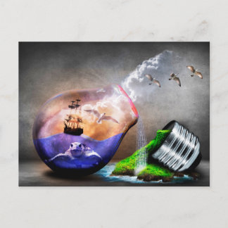 Miljöskyddets havssköldpadda och Frakt Bild Vykort