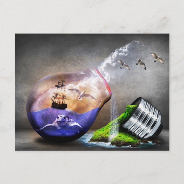 Miljöskyddets havssköldpadda och Frakt Bild Vykort (Framsida)