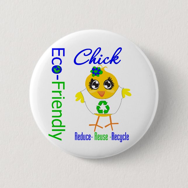 Miljövänlig Chick Minska Återvinnan för återanvänd Knapp (Framsida)