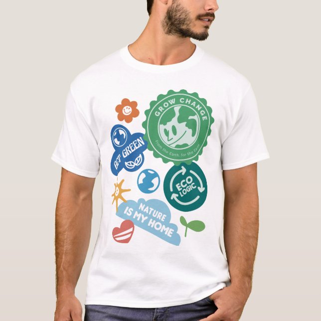 Miljövänlig Klistermärkessamling T Shirt (Framsida)