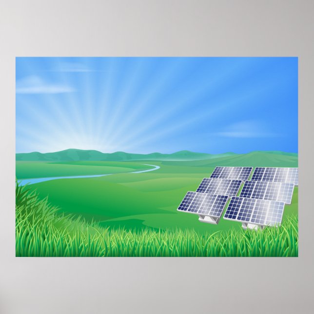 Miljövänlig solpanelslandskap poster (Framsidan)