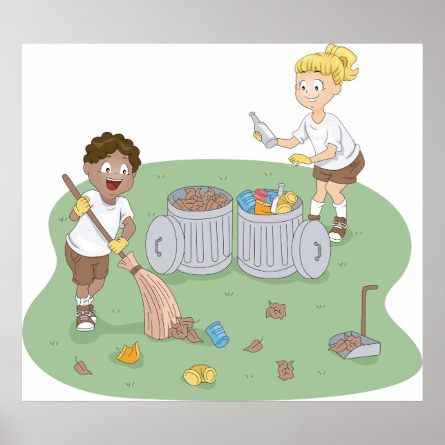 Miljövänliga barn Städning återvinning av campingp Poster (Framsidan)
