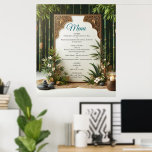 Miljövänliga trädgårdar och Byggnad i Harmony Poster<br><div class="desc">Uttryck det genom miljövänlig design på produkter. Attraktiv byggnad som framställs av hållbara material som bambu och trä blandas sömlöst in i landskapet och har blommar- och trädgårdar med ätbara växter och örter för framtida levande villkor.</div>