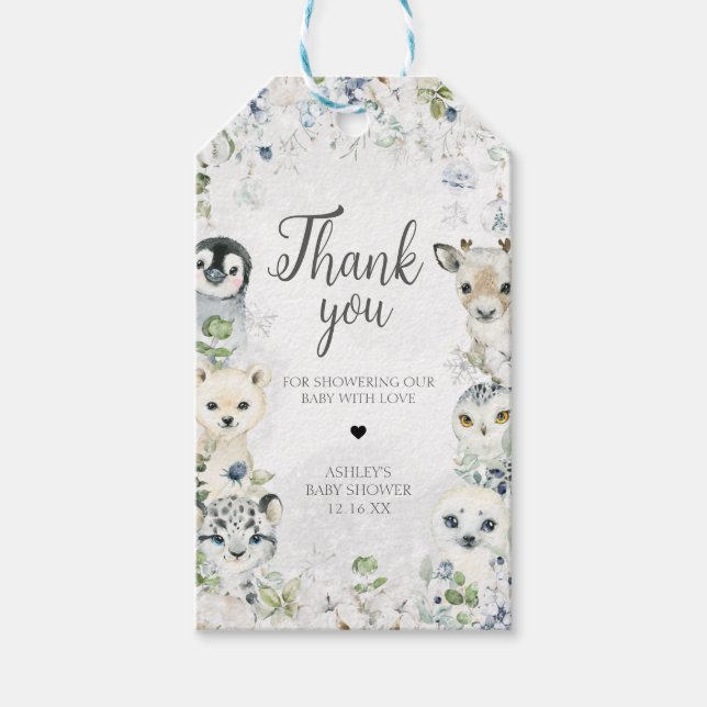 Miljövänliga vinterarktiska djur - favoritmärken presentetikett (Framsidan)