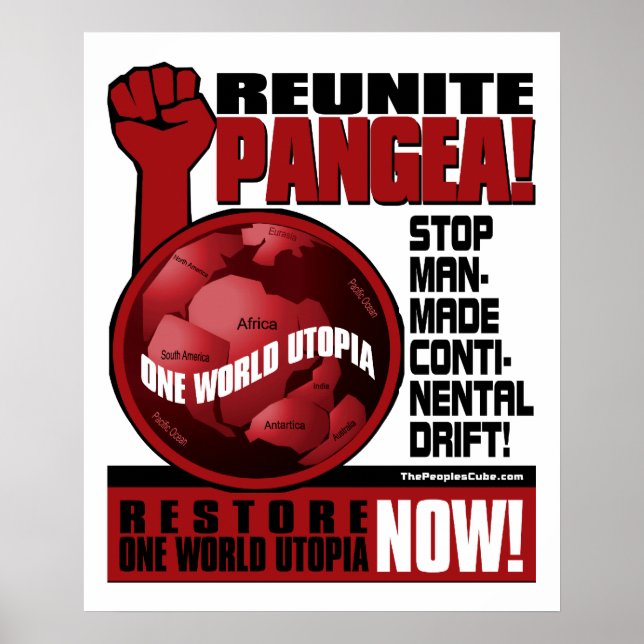Miljövänlighet - Reunite Pangea!: Protest Poster (Framsidan)